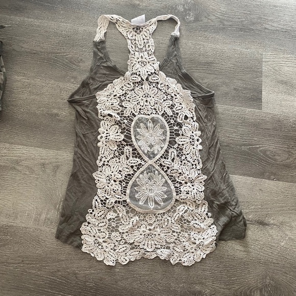 Olive Green Crochet Tank - Picture 1 of 2
